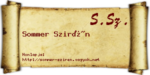 Sommer Szirén névjegykártya